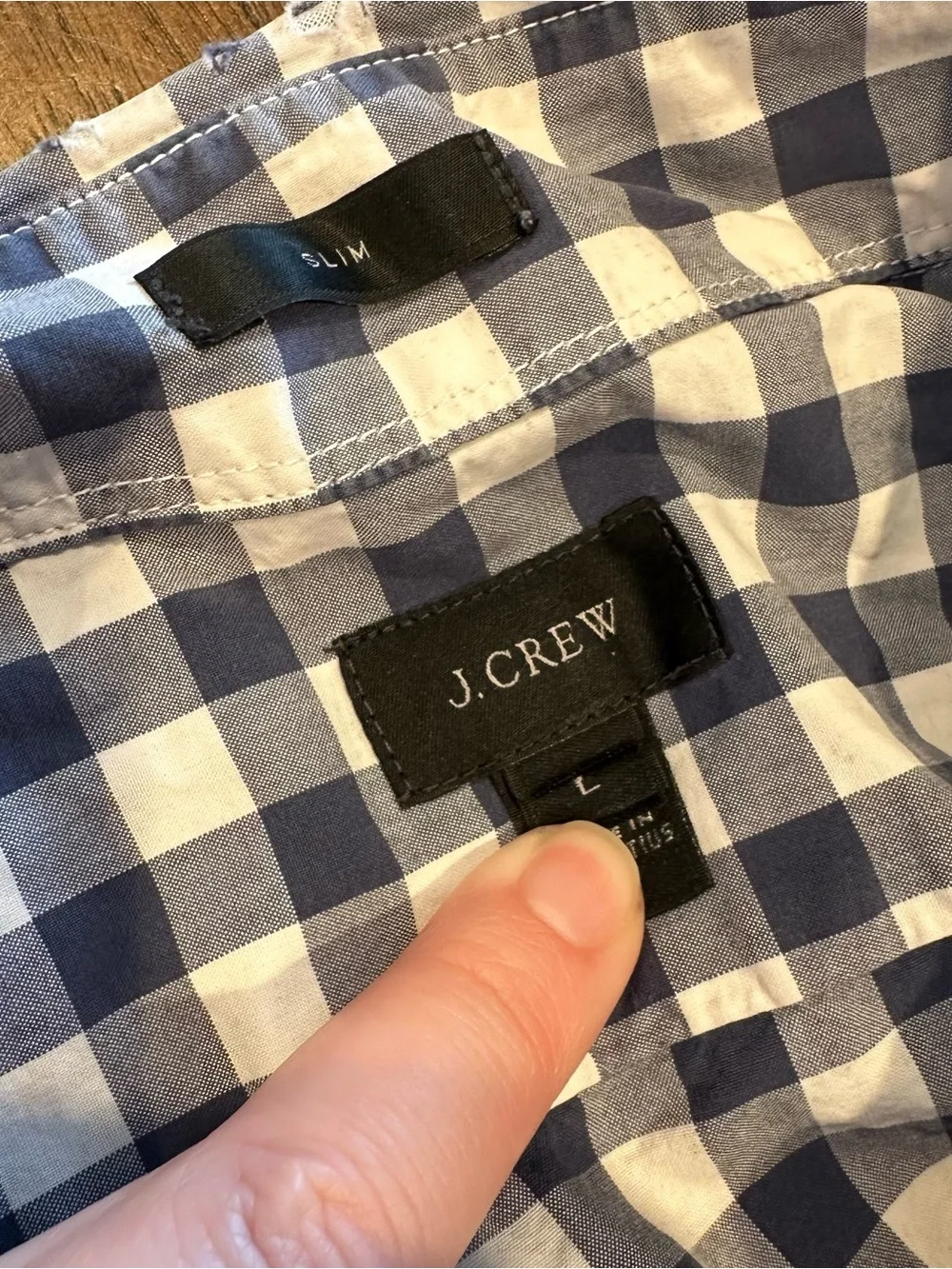 J Crew Men’s large Button Up Shirt White And Blue Check A5:1320